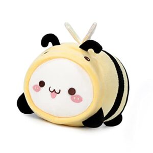 AIXINI 8" Cute Cat Bee Plush Pillow, Kawaii Kitten Honeybee Stuffed Toy, Soft Hugging Squishy Gift for Kids