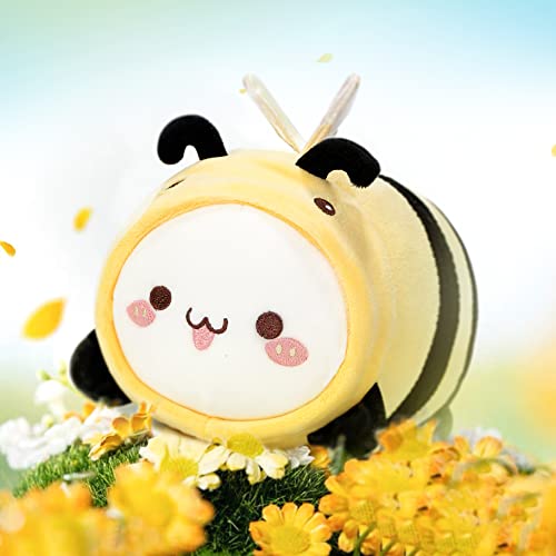 AIXINI 8" Cute Cat Bee Plush Pillow, Kawaii Kitten Honeybee Stuffed Toy, Soft Hugging Squishy Gift for Kids