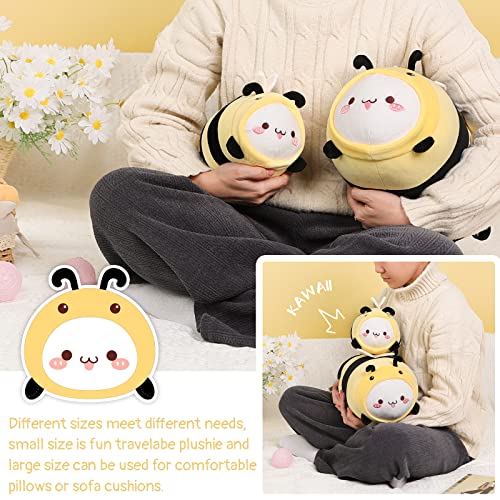 AIXINI 8" Cute Cat Bee Plush Pillow, Kawaii Kitten Honeybee Stuffed Toy, Soft Hugging Squishy Gift for Kids