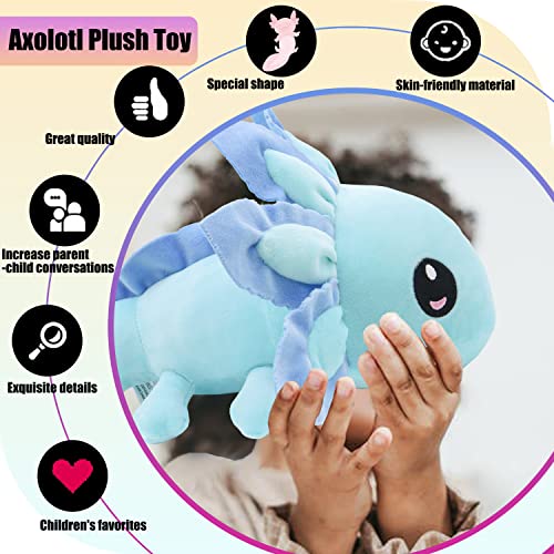 Axolotl Plush Toy,Soft Cute Axolotl Stuffed Animal Salamander Axolotl Plush Doll Gifts for Boys Girls (Blue)