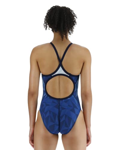 TYR Women's Standard Durafast Elite Diamondfit Swimsuit, Blue/White, 30