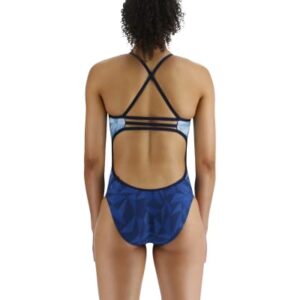 TYR Women's Standard Durafast Elite Trinityfit Swimsuit, Blue/White, 34