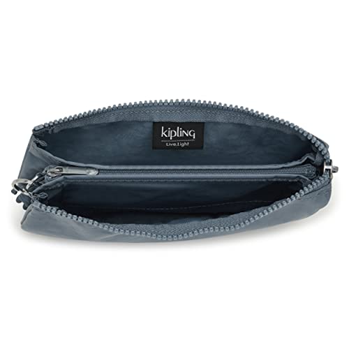 Kipling Women’s Creativity Extra Large Wristlet, Versatile Cosmetics Kit, Lightweight Nylon Travel Organizer, Brush Blue