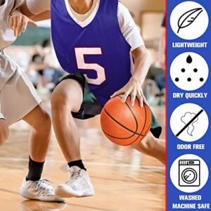 Hicarer 12 Pack Number Printing Basketball Jerseys Men Mesh Basketball Uniforms for Team Sports Scrimmage (Blue)