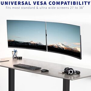 VIVO Premium Dual Ultra Wide LCD LED 27 to 38 inch Monitor Wall Mount, Heavy Duty, Telescoping Arms, Flush Wall Setup, Fits 2 Screens, Black, MOUNT-TS38B