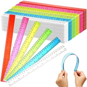 clear plastic rulers 12 inch kid ruler flexible transparent assorted color bulk rulers with centimeters and inches for kid student back to school supplies, 6 colors (144 pack)