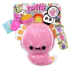 fluffie stuffiez axolotl small collectible feature plush - surprise reveal unboxing with huggable asmr fidget diy fur pulling, ultra soft fluff