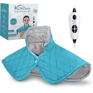 weighted heating pad for neck and shoulder - large electric heated pad, fast-heating super soft fabric heating pad for cramps, back pain relief, fathers mothers day gifts for women, men, auto-off