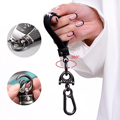 PICKBEAU Car Keychain Universal Key chain, Male and Female Carbon Fiber Key Chain With Anti Loss D-Ring, 3 Key Rings black.