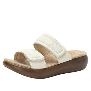 alegria womens brayah white leather double strap slide sandal 9.5-10 m us