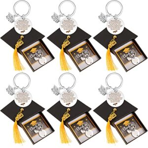 6 sets graduation gifts inspirational grad keychain for her him graduate key chain with class of 2023 card grad box for high school college graduate students