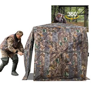 funhorun hunting blind 270/360 degree see through ground blind for deer hunting, 2-3 person pop-up hunting deer blind, turkey blind, portable hunting blind for deer hunting turkey hunting...