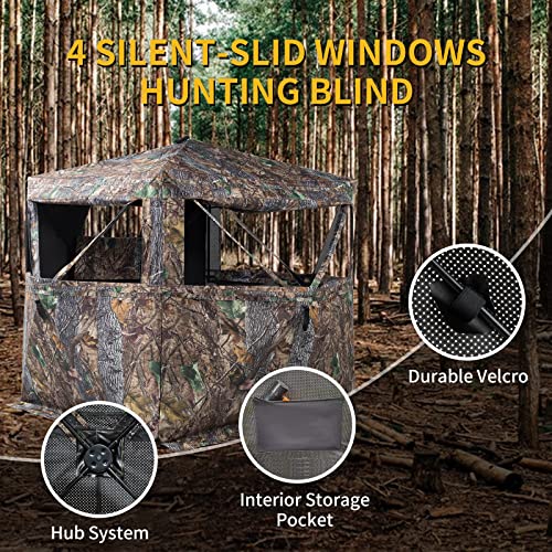 FUNHORUN Hunting Blind 270/360 Degree See Through Ground Blind for Deer Hunting, 2-3 Person Pop-up Hunting Deer Blind, Turkey Blind, Portable Hunting Blind for Deer Hunting Turkey Hunting...