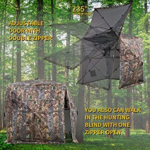 FUNHORUN Hunting Blind 270/360 Degree See Through Ground Blind for Deer Hunting, 2-3 Person Pop-up Hunting Deer Blind, Turkey Blind, Portable Hunting Blind for Deer Hunting Turkey Hunting...