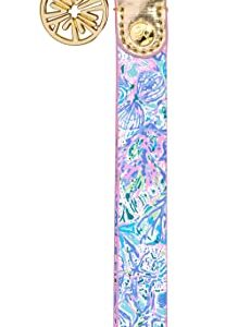 Lilly Pulitzer Durable Leatherette Strap Key Chain, Cute Wristlet Keychain Accessory with Metal Ring, Soleil It On Me