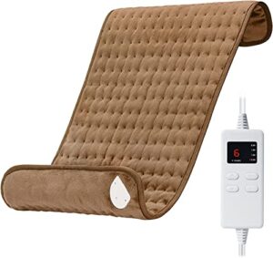 heating pad for back pain relief, moist & dry therapy fast heating 6 heat settings auto shut-off machine washable, electric heating pad for neck shoulders and waist, 12'' x 24''(coffee)