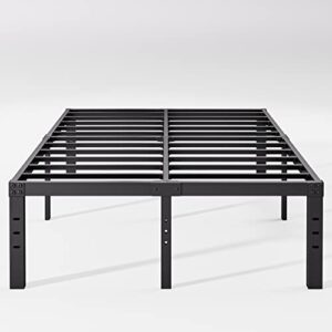 neslime 18 inch full size bed frame no box spring needed, heavy duty metal platform bed frame full for heavy people, easy assembly, noise free, black