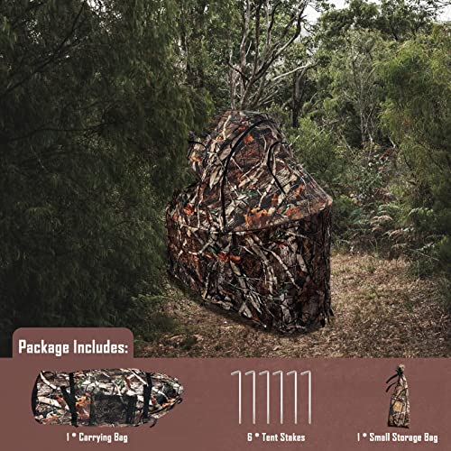 ETSG Hunting Blind Chair 270° See Though Deer Blind with Built-in Hunting Chair Ground Blinds for Deer Hunting Pop Up Hunting Blinds with Carrying Bag Portable Ground Blind for Deer, Turkey Hunting