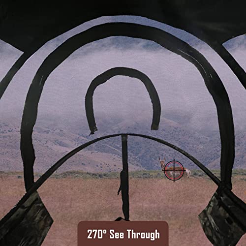 ETSG Hunting Blind Chair 270° See Though Deer Blind with Built-in Hunting Chair Ground Blinds for Deer Hunting Pop Up Hunting Blinds with Carrying Bag Portable Ground Blind for Deer, Turkey Hunting