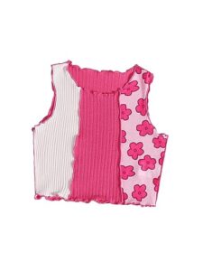 soly hux girls colorblock & floral print ribbed knit tank top cute clothes fashion 2023 white and pink 10y