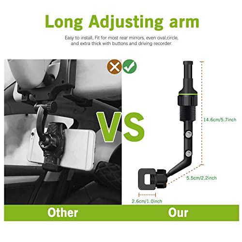 Rearview Mirror Phone Holder for Car-360° Rotatable and Retractable Car Phone Holder with Adjustable Length Upgraded Multifunctional Rearview Mirror Phone Holder for All Mobile Phones and All Car