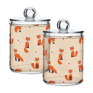 Plastic Jars with Lids,Cute Animal Fox Print Bulk Pack Storage Containers Wide Mouth Airtight Canister Jar for Kitchen Bathroom Farmhouse Makeup Countertop Household,Set 2