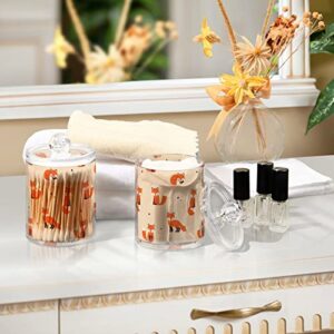 Plastic Jars with Lids,Cute Animal Fox Print Bulk Pack Storage Containers Wide Mouth Airtight Canister Jar for Kitchen Bathroom Farmhouse Makeup Countertop Household,Set 2