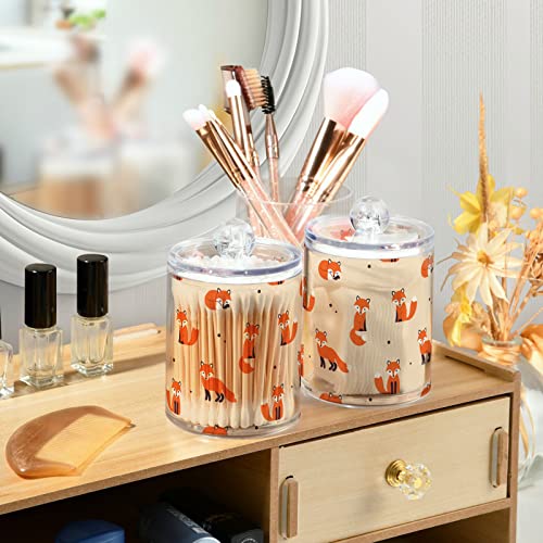 Plastic Jars with Lids,Cute Animal Fox Print Bulk Pack Storage Containers Wide Mouth Airtight Canister Jar for Kitchen Bathroom Farmhouse Makeup Countertop Household,Set 2