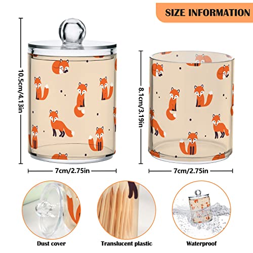 Plastic Jars with Lids,Cute Animal Fox Print Bulk Pack Storage Containers Wide Mouth Airtight Canister Jar for Kitchen Bathroom Farmhouse Makeup Countertop Household,Set 2