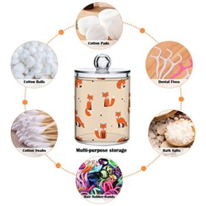 Plastic Jars with Lids,Cute Animal Fox Print Bulk Pack Storage Containers Wide Mouth Airtight Canister Jar for Kitchen Bathroom Farmhouse Makeup Countertop Household,Set 2