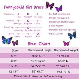 Funnycokid Girls Dresses Butterfly Outfits for Kid Size 8 9 Ruffle Sleeve Clothes Flutter Hem Sundress with Belt 8-9 Years