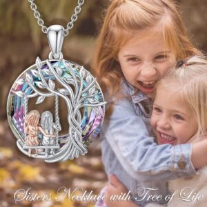 JEWENICE Sister Bestfriend Girlfriends Necklace Tree of Life with Shining Crystal Sweet Female Friendship Jewelry Gift