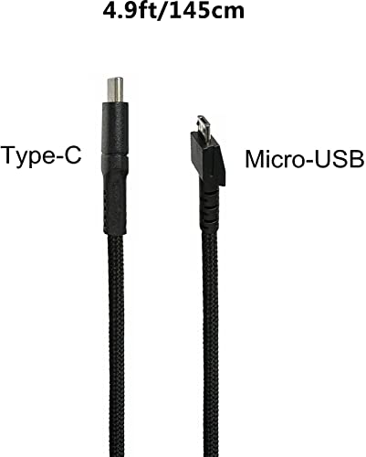 ODIER 4.9Ft USB Type-C Charging Cable for Razer Naga Pro 20000 DPI/DeathAdder V2 pro/Basilisk/Viper Hyperspeed Lightest Cyberpunk 2077 Ultimate Gaming Mouse USB-C to Micro-USB Cable