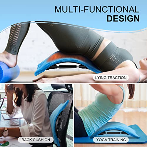 Back Stretcher with Detachable Heating Pad, Multi-Level Adjustable Timing Heat Therapy Back Cracker for Upper & Lower Back Pain Relief for Herniated Disc, Sciatica, Scoliosis