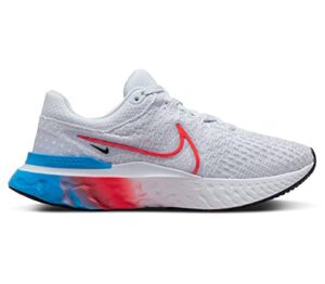 nike react infinity run flyknit 3 women's road running shoes (us_footwear_size_system, adult, women, numeric, medium, numeric_7_point_5), grey/red/blue, 7.5