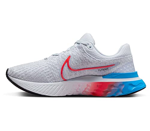 Nike React Infinity Run Flyknit 3 Women's Road Running Shoes (us_Footwear_Size_System, Adult, Women, Numeric, Medium, Numeric_7_Point_5), Grey/Red/Blue, 7.5