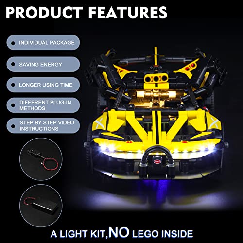 BrickBling LED Light for Lego Technic Bugatti Bolide 42151 Building Toy Set, Creative Lighting Kit Compatible with Lego 42151, for Lego Technic Car Fans (Bricks Not Included)