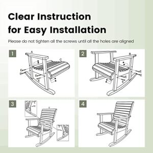 Giantex Wood Rocking Chair Outdoor - Outside Rocker with High Backrest, Wide Armrests, 330 Lbs Weight Capacity, Patio Rocking Chairs for Lawn, Backyard, Indoors, Deck, Garden, Porch Chair (1, Natural)