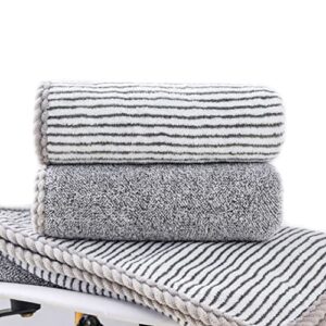 kissvian 2 pack microfiber hand bath towel set, bamboo fibre coral velvet bathroom towels with hanging loop, soft and absorbent washcloths for hand face bath spa yoga fitness, size 13.4" x 30"