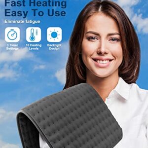 Heating Pads 12X24 INCH OCSOSO Heating Pad with Automatic Shut-Off 10 Temperature Levels, Fast Heating Technology Electric Heat Pad, Safe Heated Pads Electric for Back, Neck, Shoulder Pain Relief