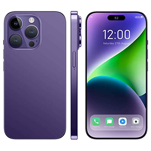 ExAchat G14 Pro MAX Unlocked Cell Phones, 6.82-inch HD Screen Phone, 3+64G Dual SIM Phone with A 128G Memory Card for Android 10 (Four Colors to Choose from) (Purple)