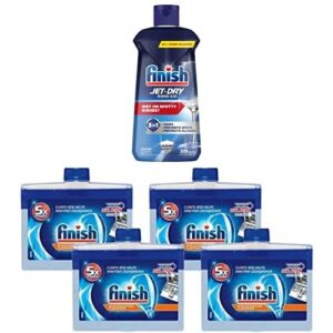 bundle of finish jet-dry rinse aid, dishwasher rinse agent and drying agent, 23 fl oz, packaging may vary + finish dishwasher cleaner - liquid fresh 4x8.45 oz.