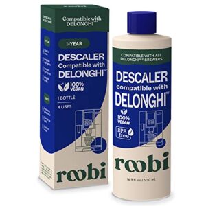 delonghi compatible descaling solution. clean & descale your delonghi coffee maker. 4 uses, single bottle. eco-friendly maintenance kit.