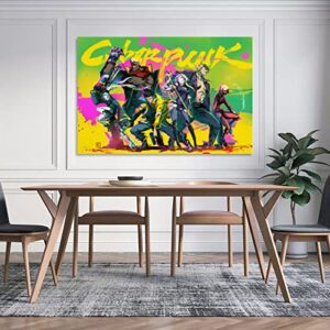 Fotuven Cyber-Punk Edgerunners Anime Aesthetic Poster Decorative Painting Canvas Wall Art Living Room Posters Bedroom Painting 12x18inch(30x45cm)