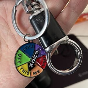 DAGORD Lucky Wheel Keychain Rotatable Arrow Key Chain Cute Circle Key Ring Lover Gifts Enamel Keyring Car Key Holder Keychains for Women, Collection and Display (F)