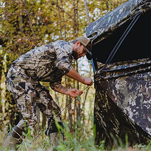 Barronett Blinds Wide Side 95, Portable Hunting Blind, Side-by-Side Hub Blind, Huge Interior, Panoramic Shooting Window, 2-Person, Crater™ Harvest, 75” x 79” x 95”, WS95CH