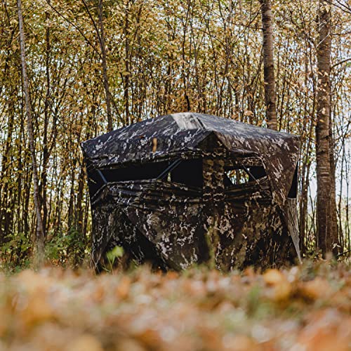 Barronett Blinds Wide Side 95, Portable Hunting Blind, Side-by-Side Hub Blind, Huge Interior, Panoramic Shooting Window, 2-Person, Crater™ Harvest, 75” x 79” x 95”, WS95CH