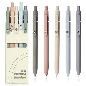 yoxmjdb gel pens, 5 pcs 0.5mm fine point smooth writing pens japanese cute pens, high-end series black ink pens for journaling note taking, school office supplies for women men (5 pcs morandi)