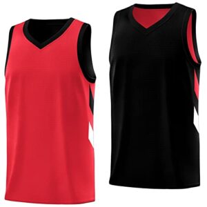 kxk men's blank reversible basketball jersey team uniform athletic hip hop basketball shirts s-4xl red/black