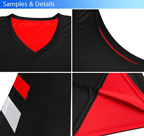 KXK Men's Blank Reversible Basketball Jersey Team Uniform Athletic Hip Hop Basketball Shirts S-4XL Red/Black